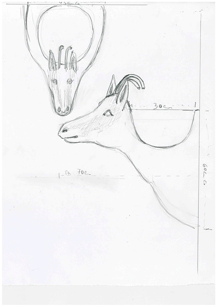 Draft of the wooden sculpture