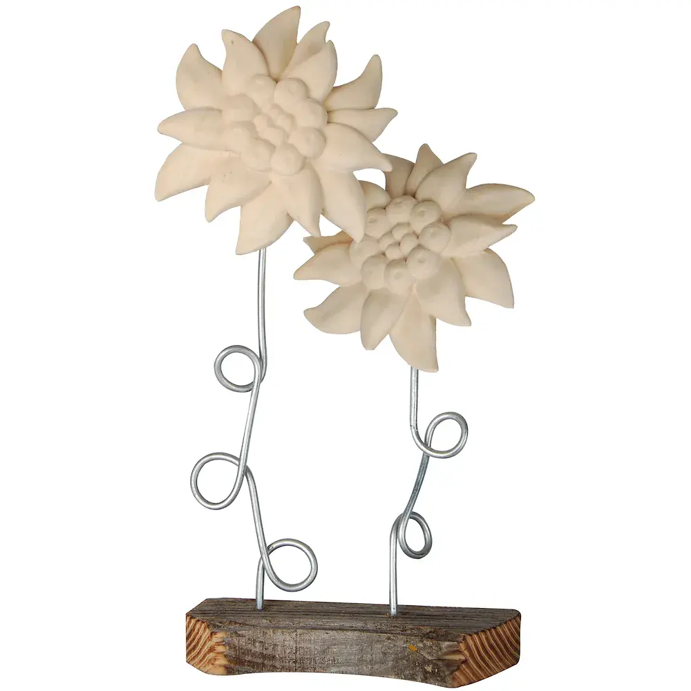 Zwei Edelweißblüten mit Metallstängel