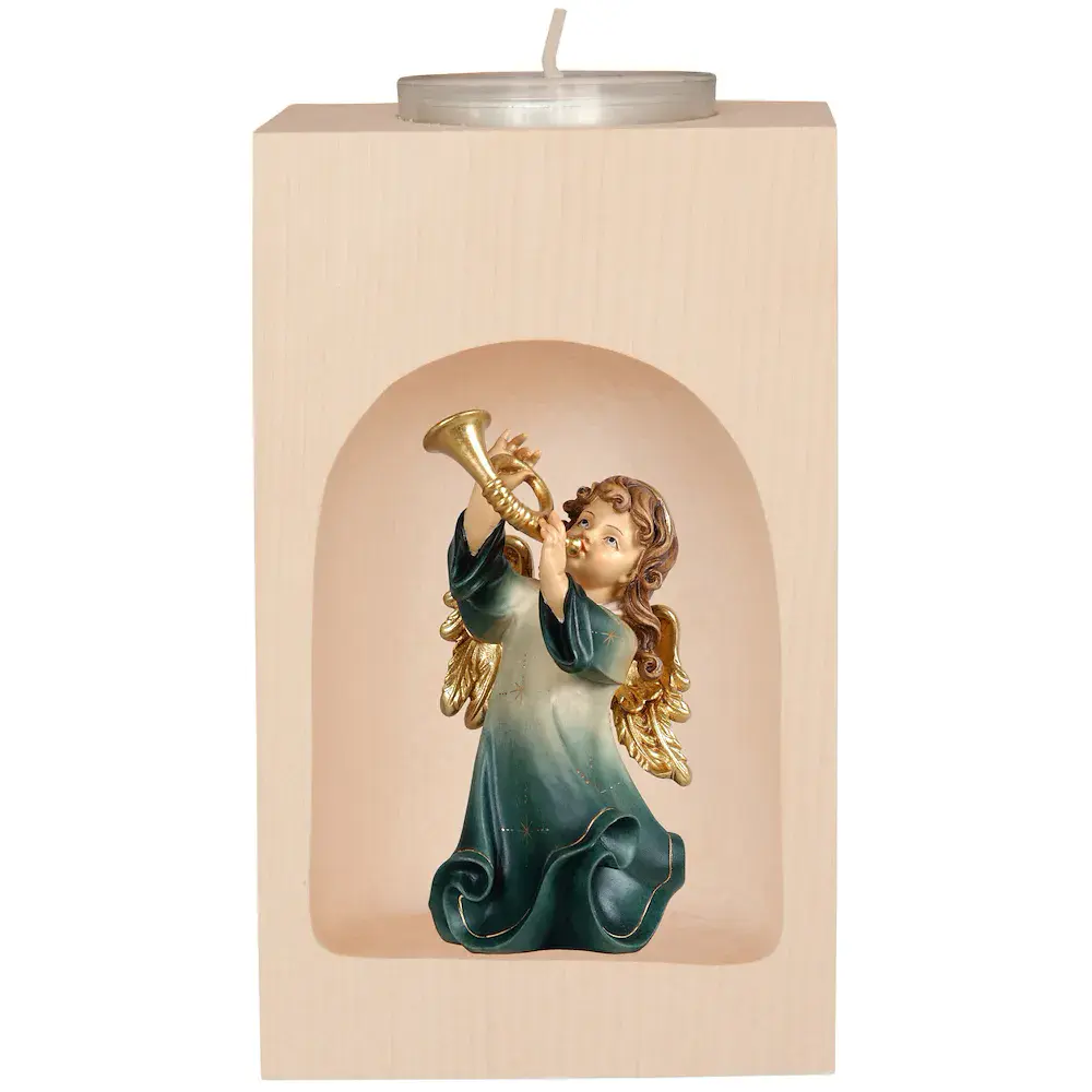 Candleholder with angel with Corn in the niche