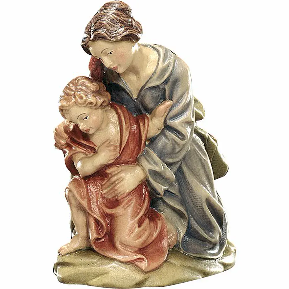 Genuflected woman with child
