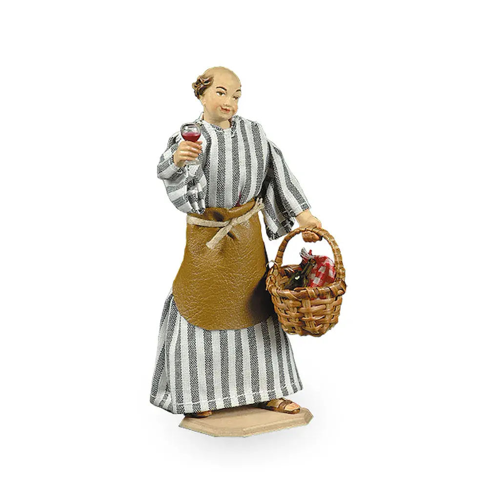Kellermeister mit Weinflasche u.-glas