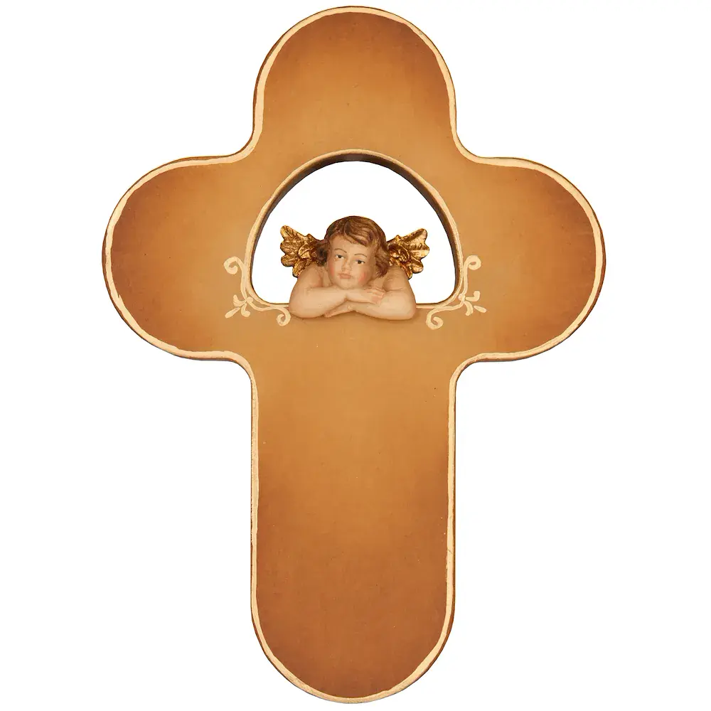 Croce Bambini colorata con angelo Raffaello