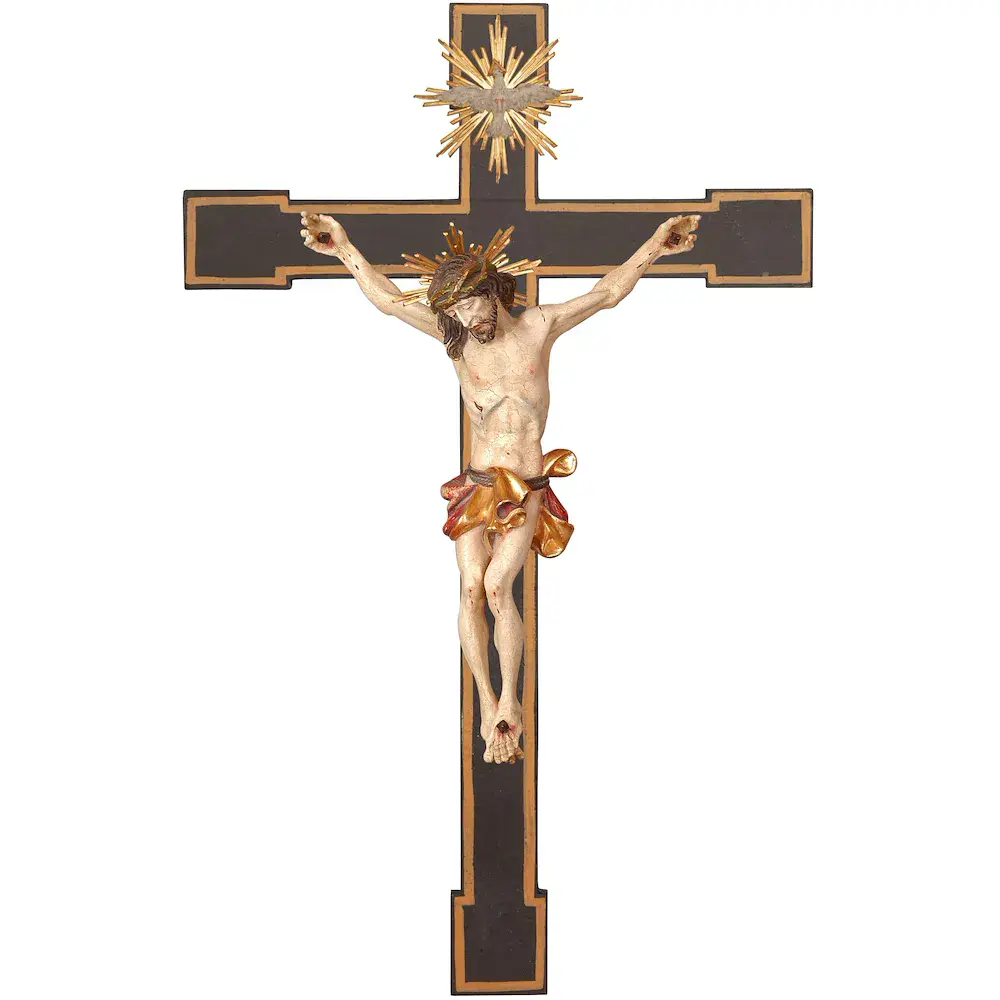Crocifisso barocco con aureola e spirito santo, ro