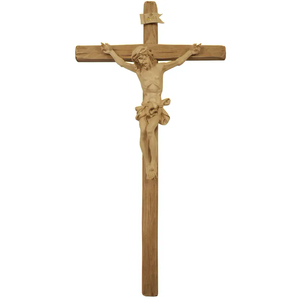 Crocifisso barocco su croce romanica
