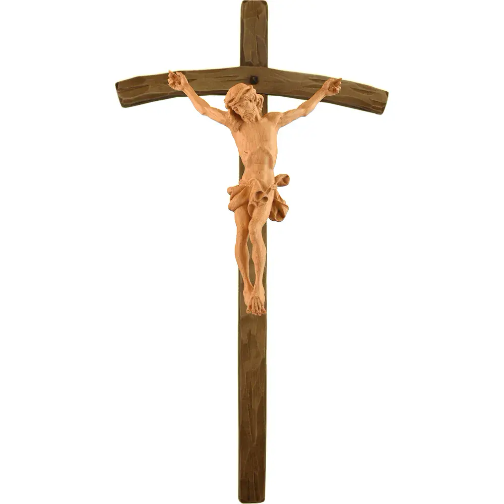 Crocifisso barocco in legno larice