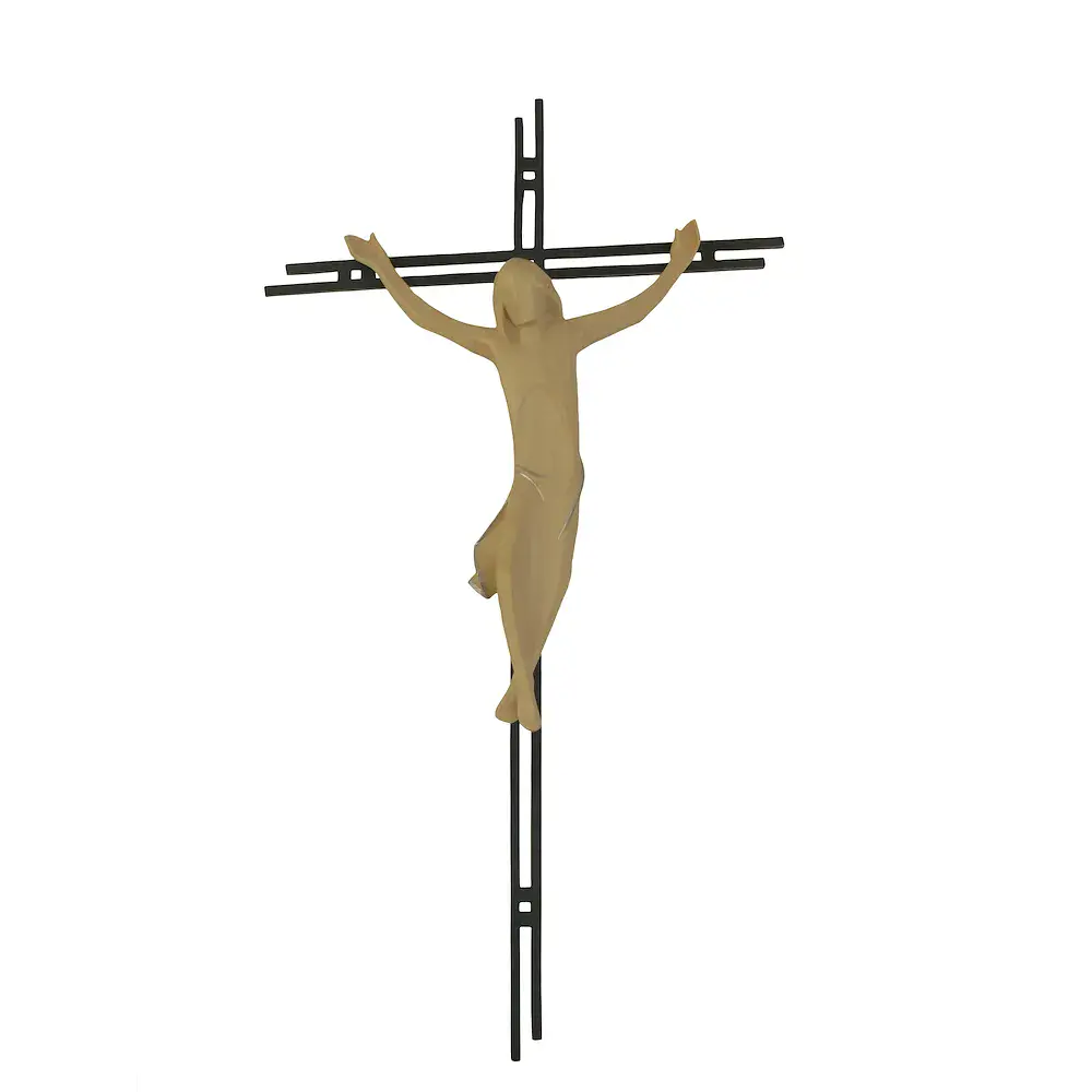 Gesù Cristo semplice su croce doppia d'acciaio