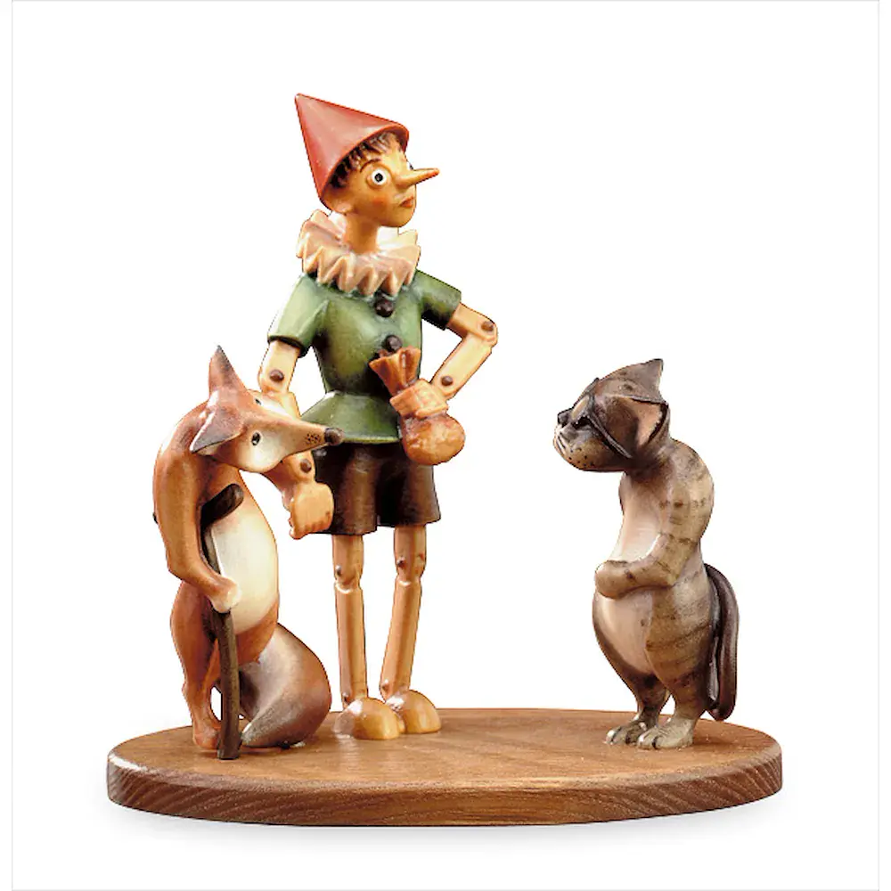 Pinocchio with fox & cat (with pedestal)