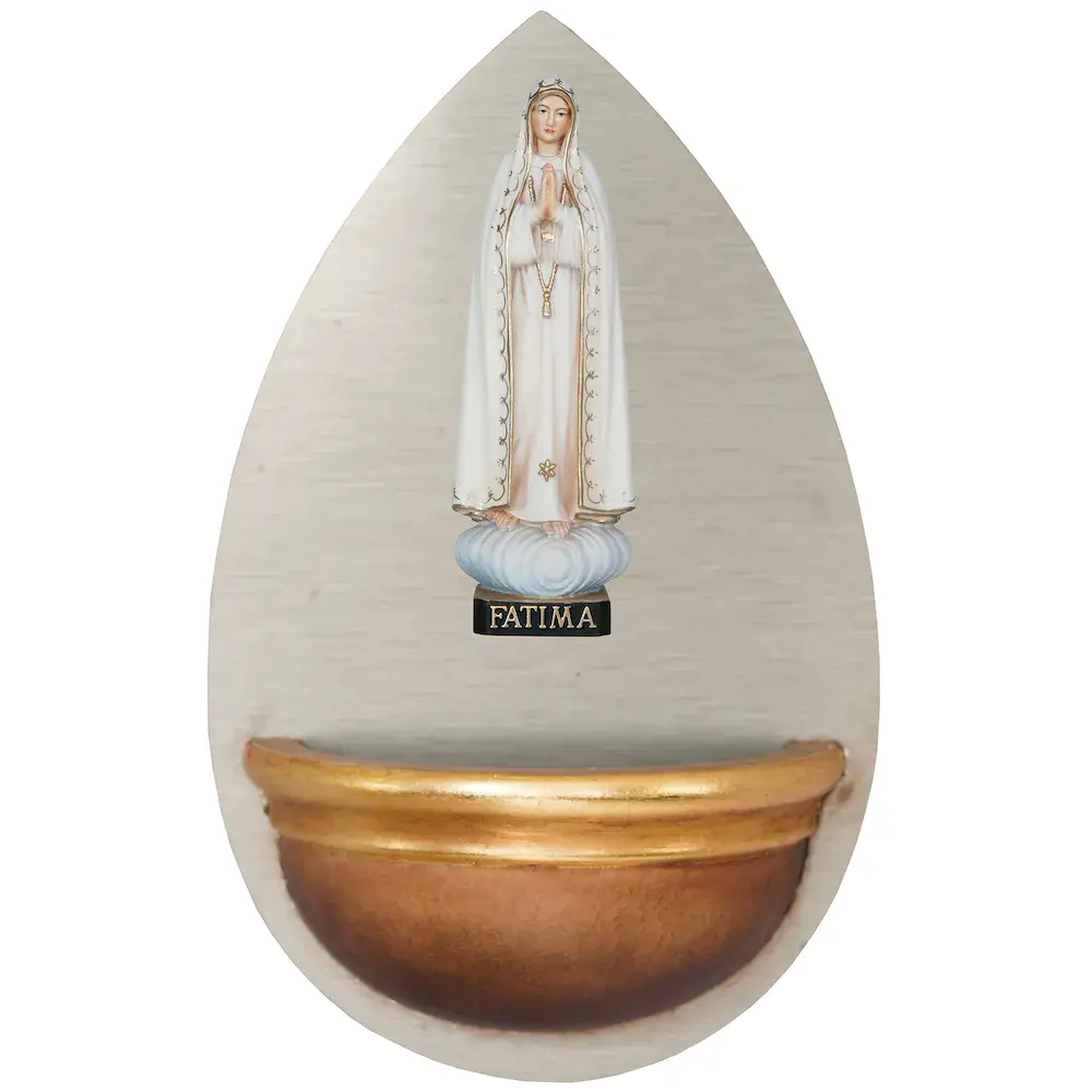 Weihwasserbecken mit Fatimá Madonna Holz