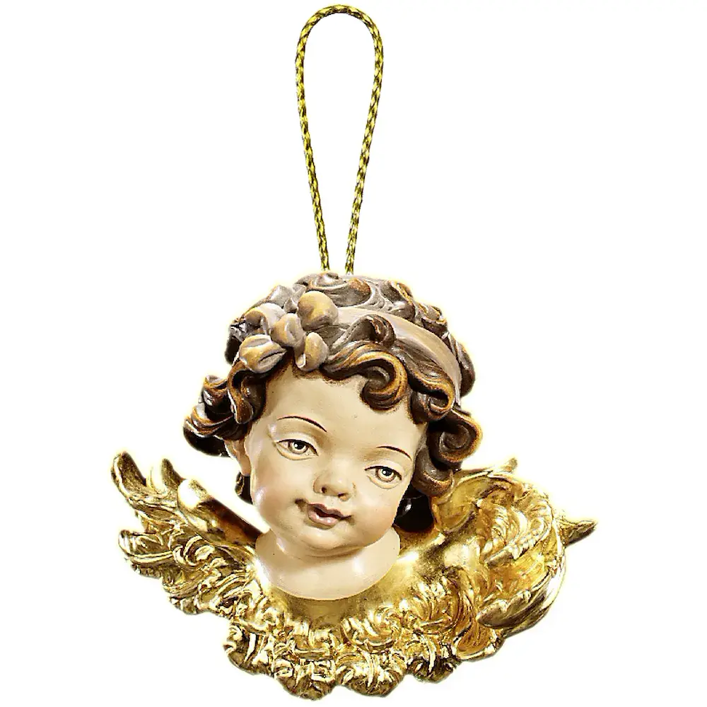 Angel head left looking Christmas tree decoration