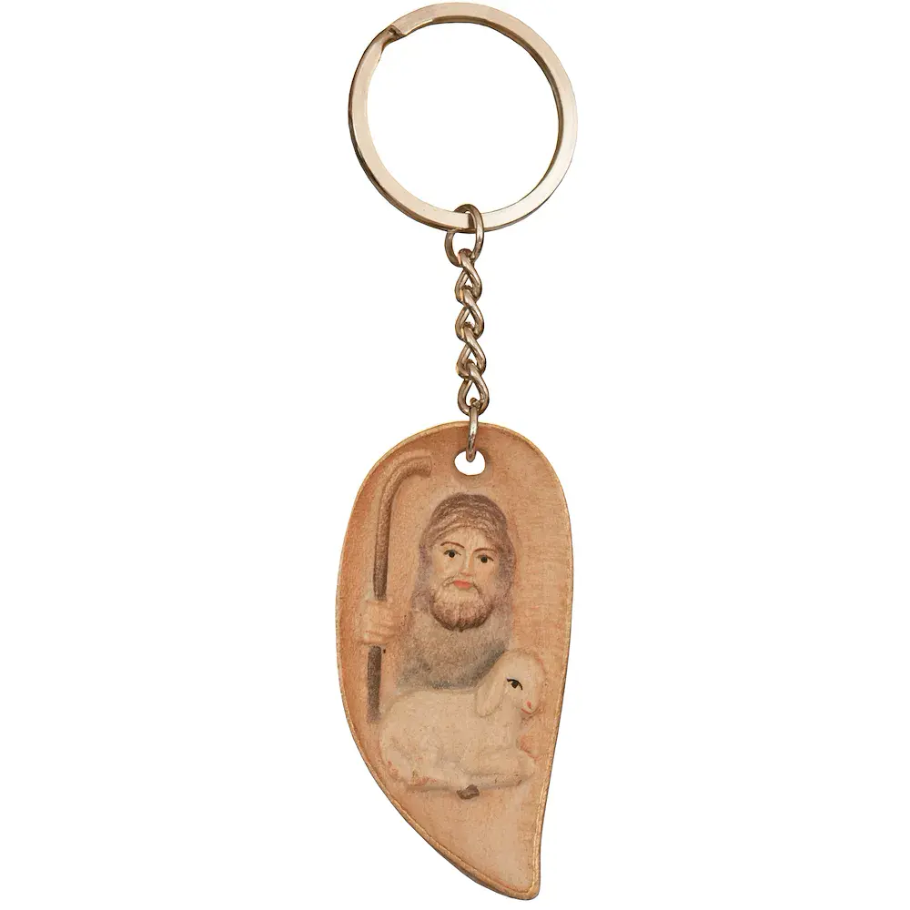 Keyring Pendant- Good Shepherd  Maple wood