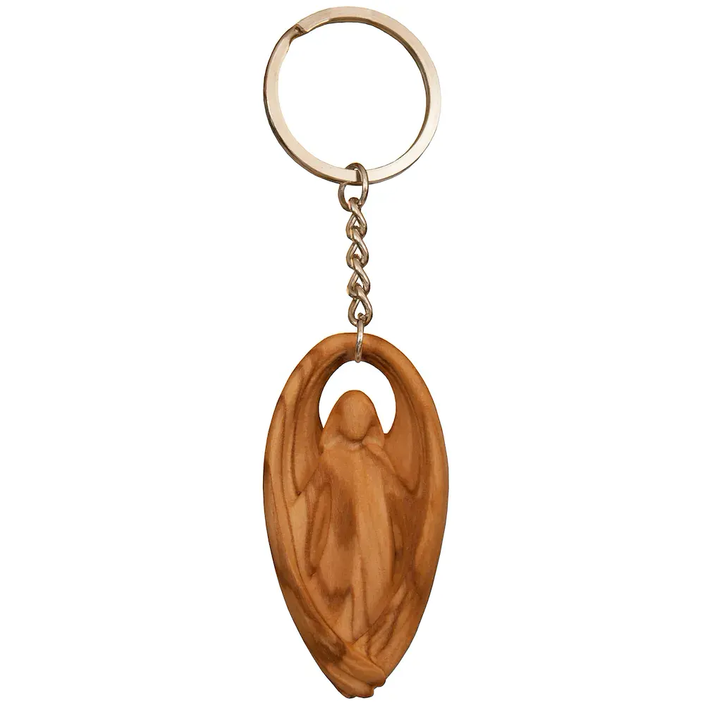 Keyring Pendant - Guardian Angel in oliv wood