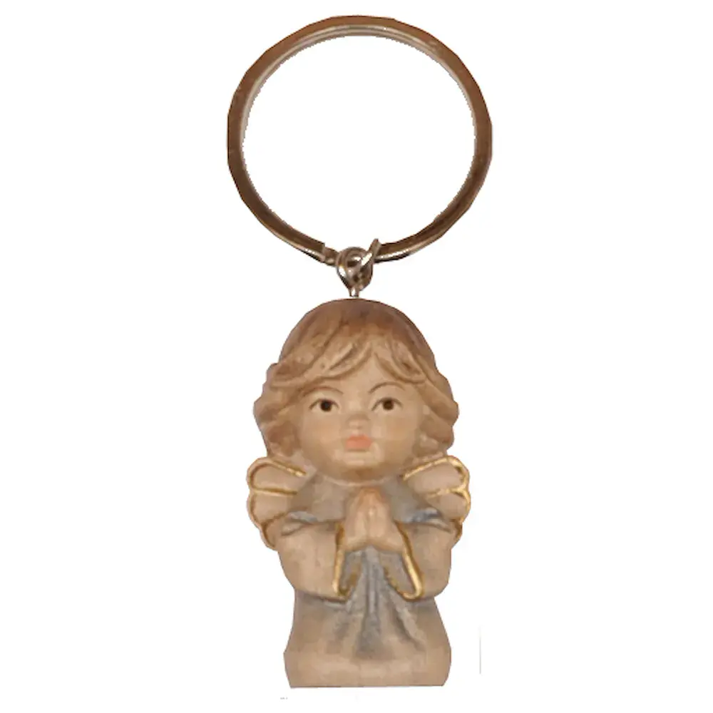 Keyring Pendant - Sun Angel  wood carved