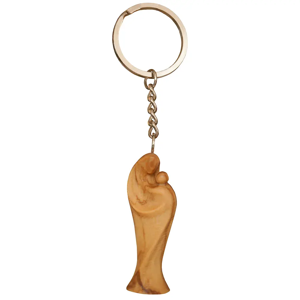 Keyring Pendant Meditationmadonna in Oliv wood