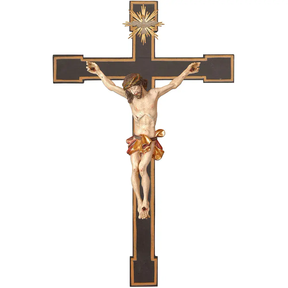 Kruzifix barock mit Heiligem Geist auf rom. Kreuz
