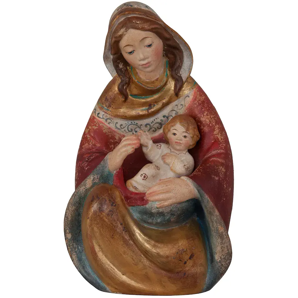 Madonna seduta con braccia aperte in legno
