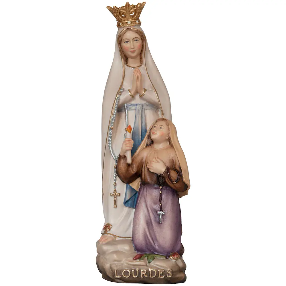 Madonna Lourdes con Bernadette Soubbirous e corona