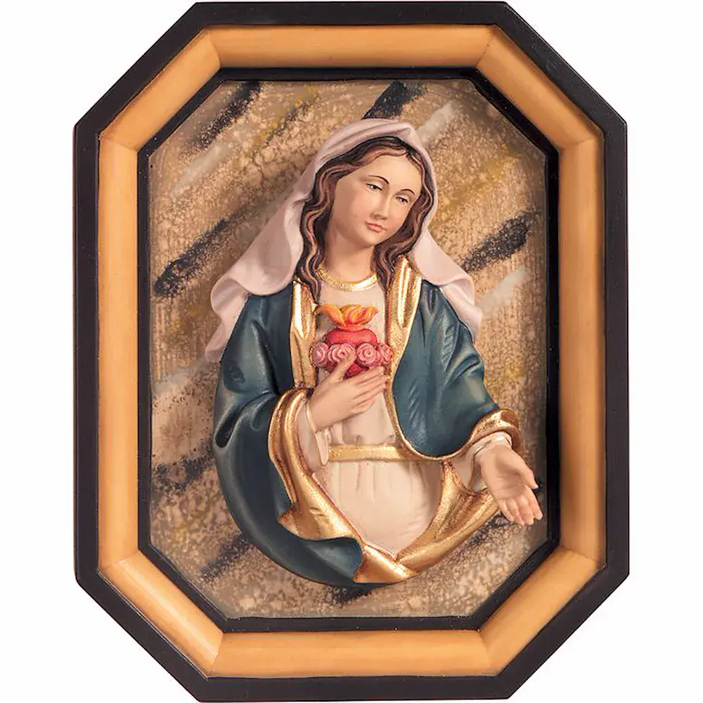 Sagrado Corazón de Maria bajorrelieve con marco