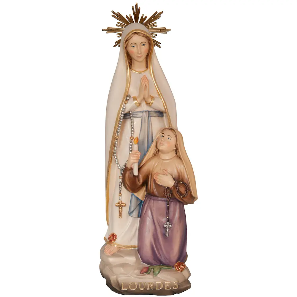 Our lady of Lourdes with Bernadette and halo