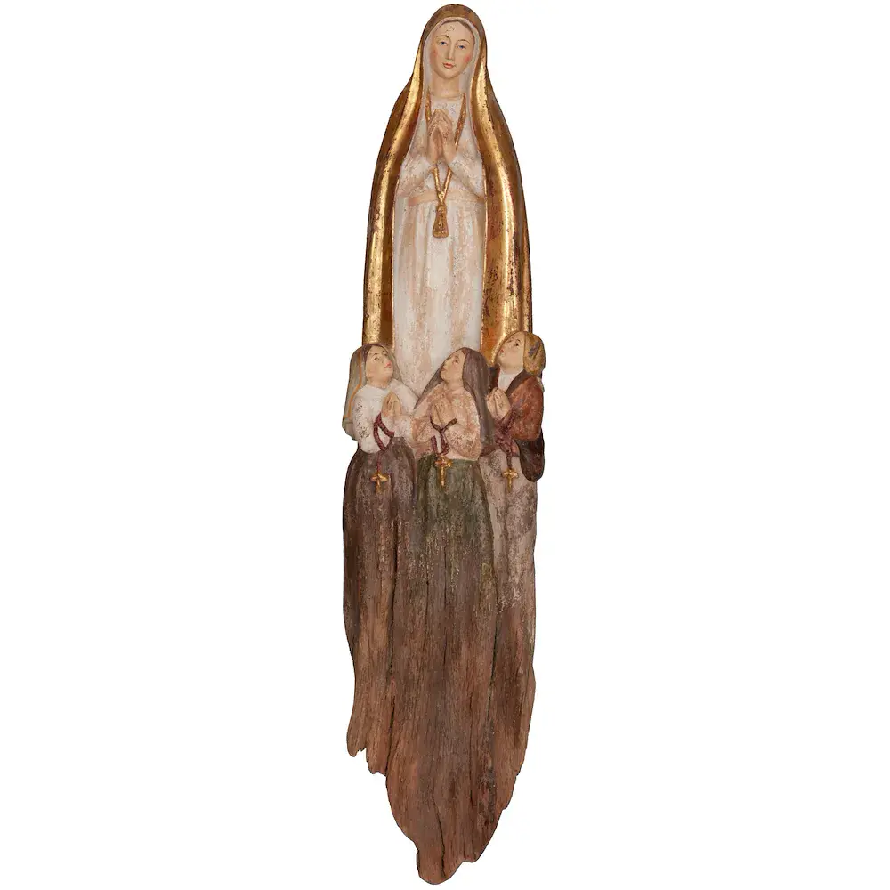 Fatima with children root sculpture