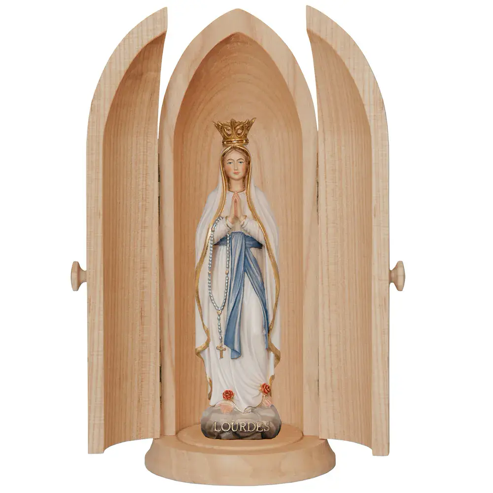 Niche with Our Lady of Lourdes with crone