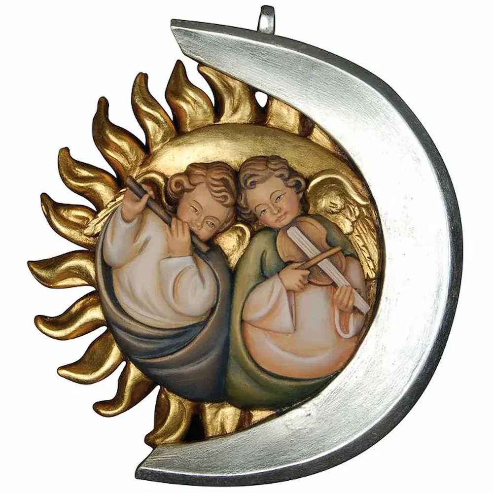 Adornos: Sol y luna con ángeles