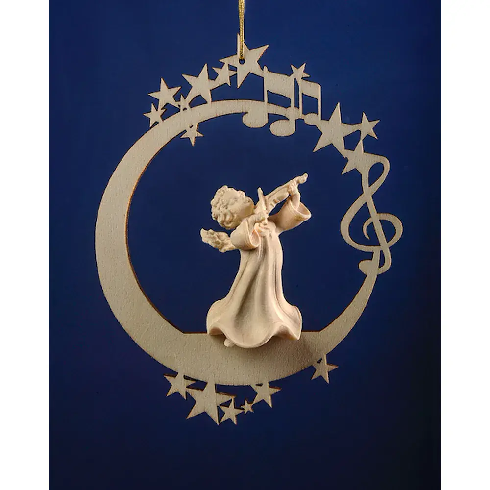 ¦ngel con violín sobre luna y estrellas