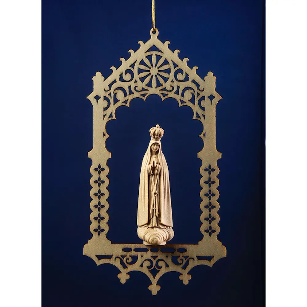 Virgen de Fatima en celdilla de madera