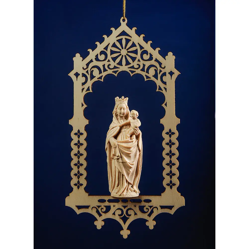 Virgen del Pilar en celdilla de madera