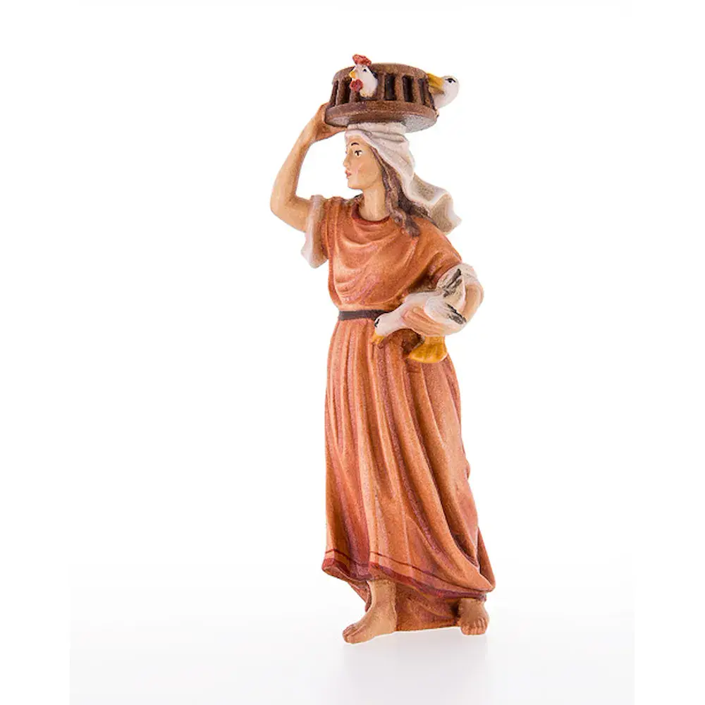 Mujer con la jaula en la cabeza