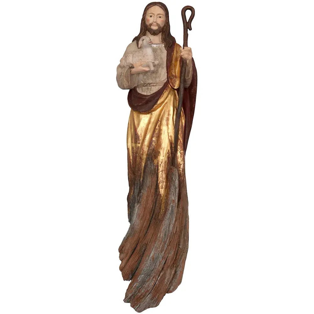 Jesus the good sheppered root sculpture