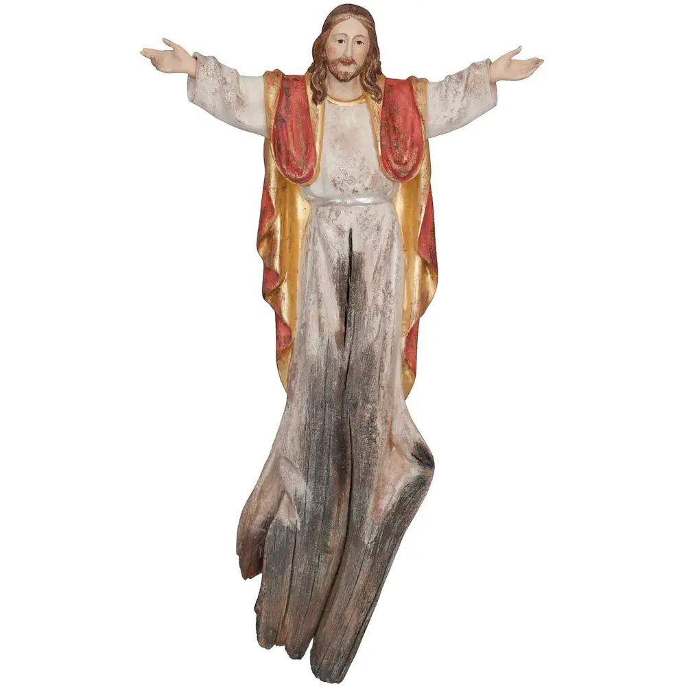 Risen Christ root sculpture