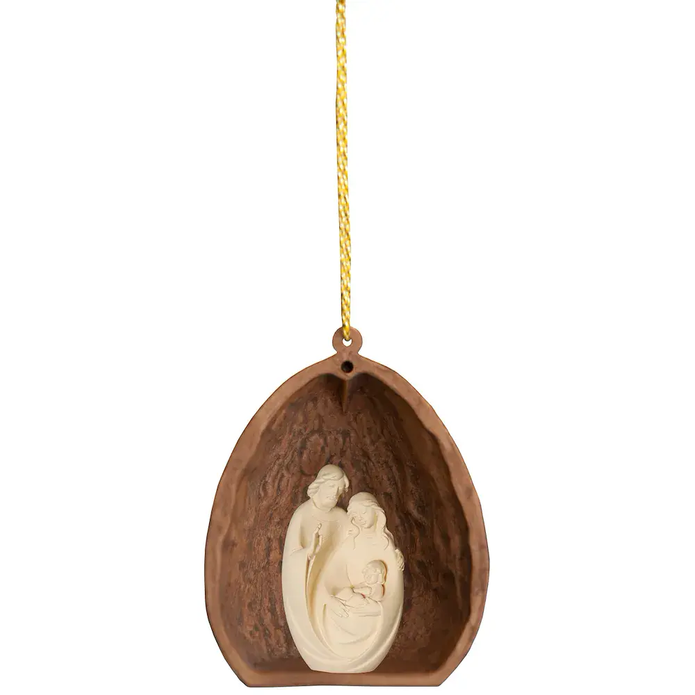 Nußschale mit Familiensegen Holz mit Kordel