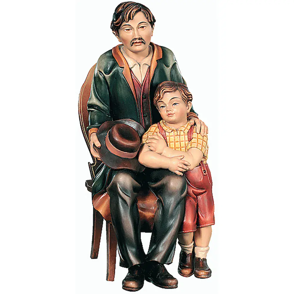 Father with boy on chair