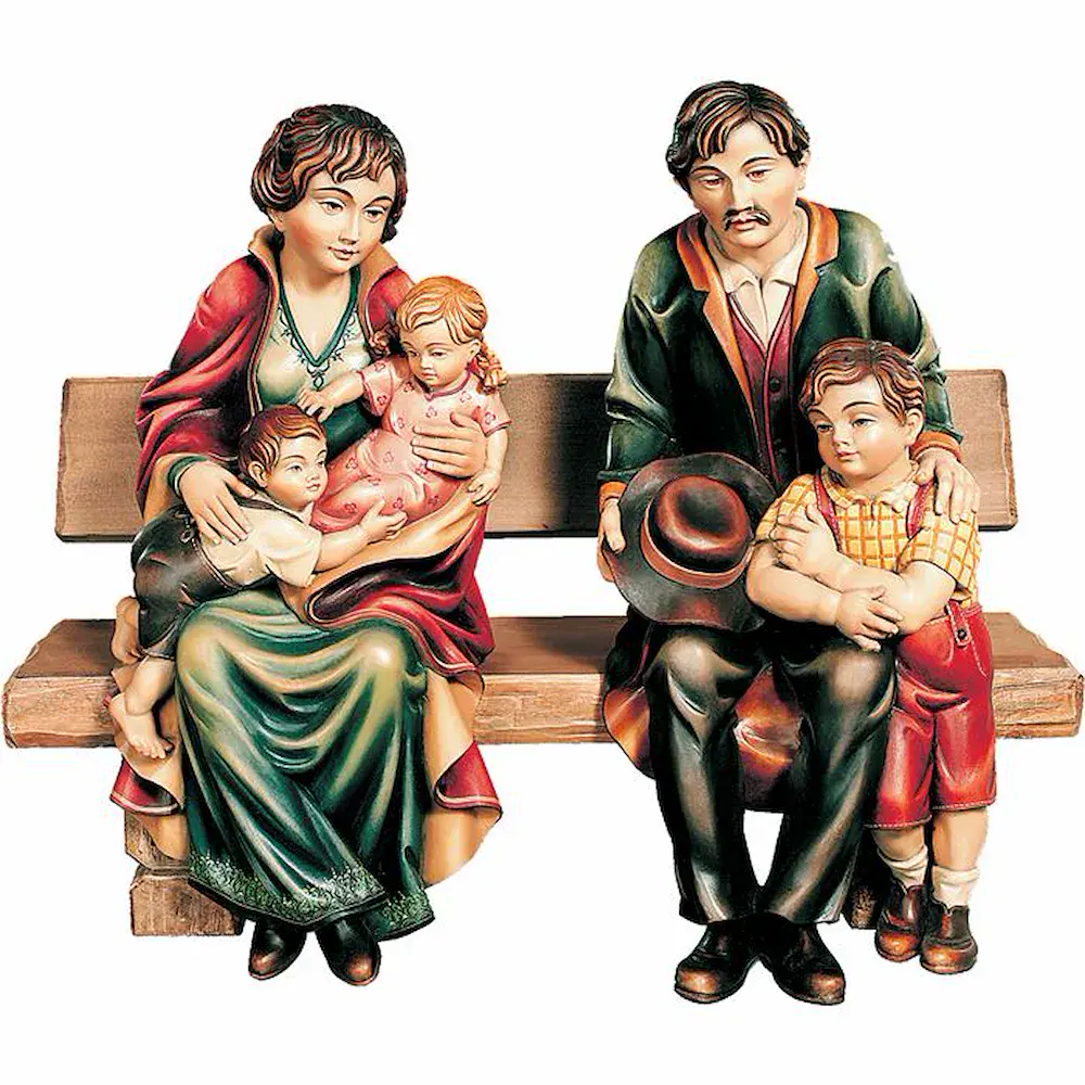 Family on bench with children