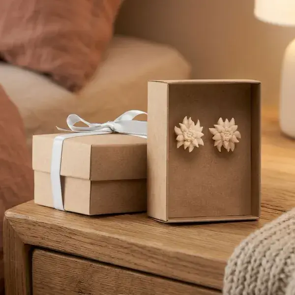 Edelweiss earrings plugs with box