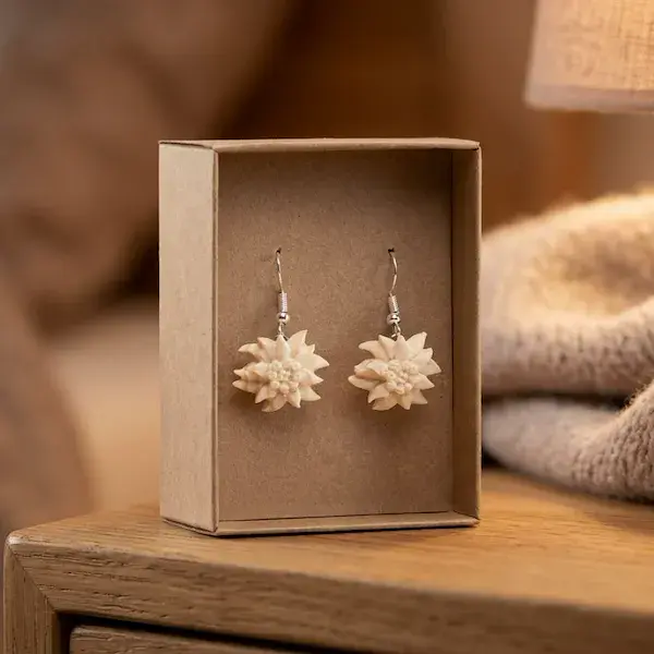 Edelweiss pendientes colgantes con caja